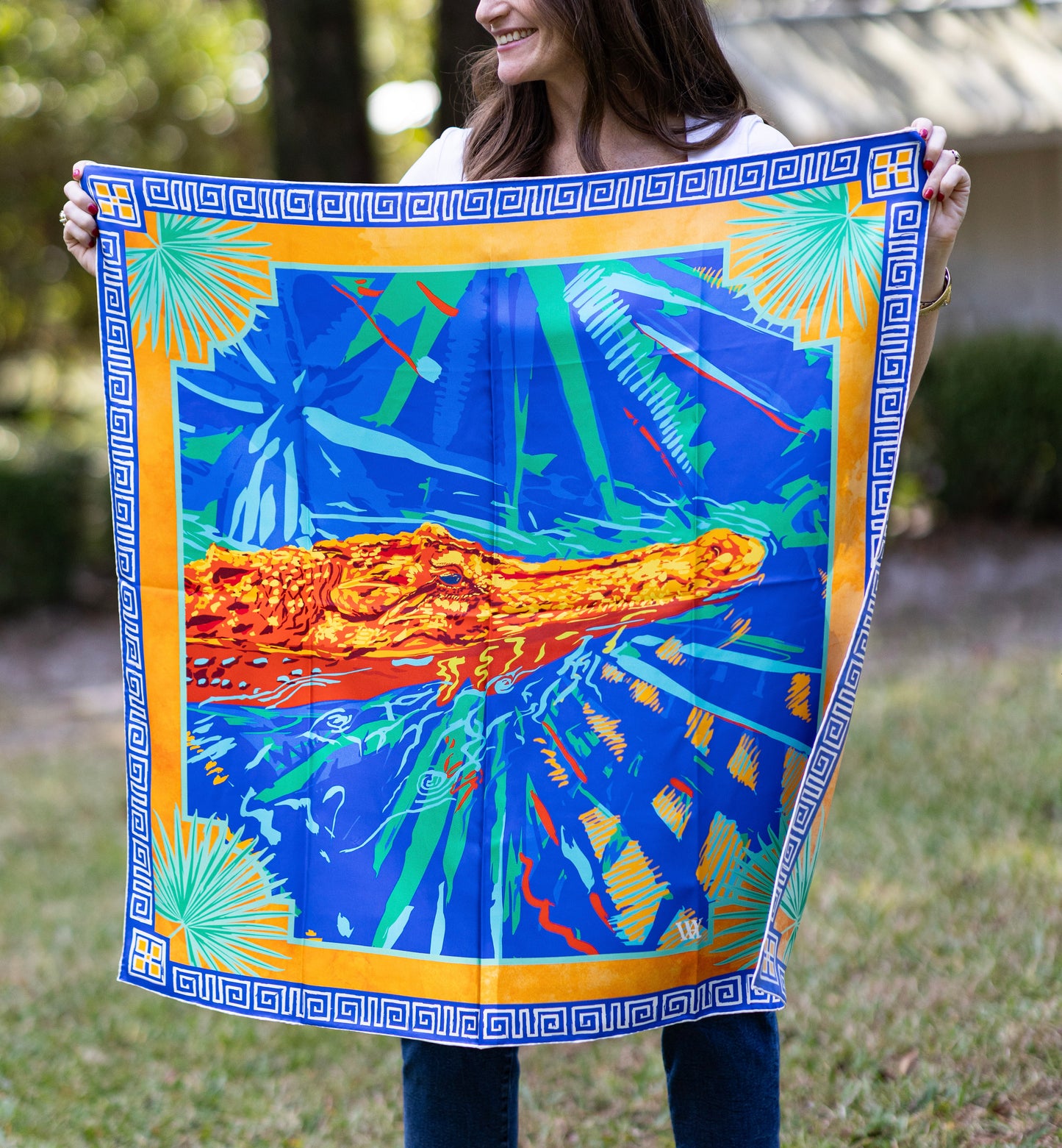 The Swamp Ocmulgee Alligator - Double-Sided Silk Scarf