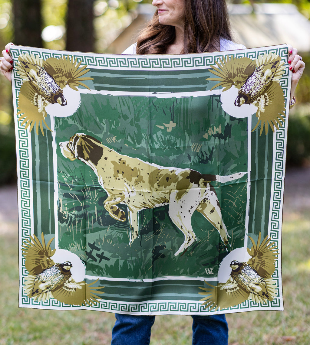 Green Pointing Strong Silk Scarf