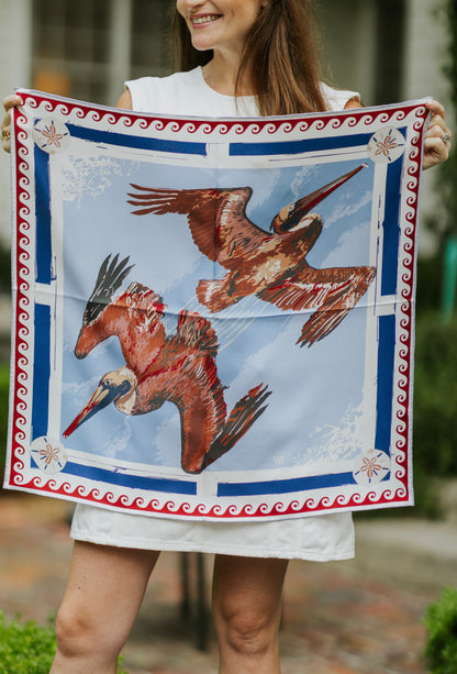 Light Blue Marsh Flyer - Double-Sided Silk Scarf