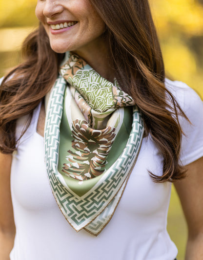 Pink Quail Pair - Double-Sided Silk Scarf