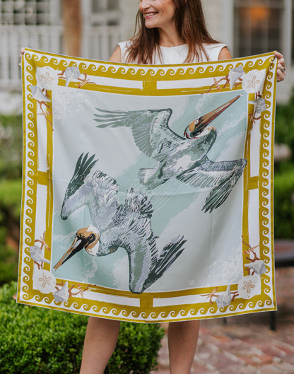 Gold Tide Diver - Double-Sided Silk Scarf
