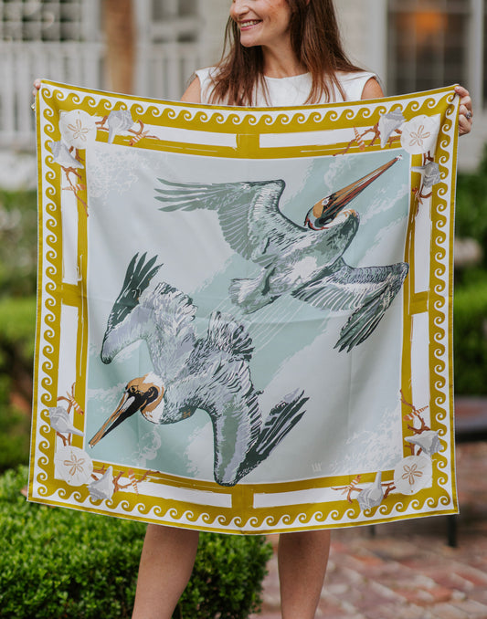 Gold Tide Diver - Double-Sided Silk Scarf
