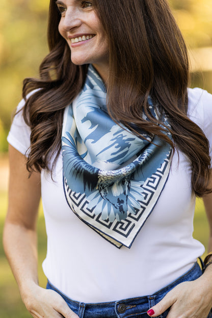 Light Blue Pointing Strong - Double-Sided Silk Scarf