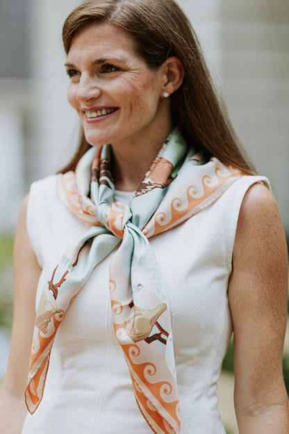 Light Blue Marsh Flyer - Double-Sided Silk Scarf