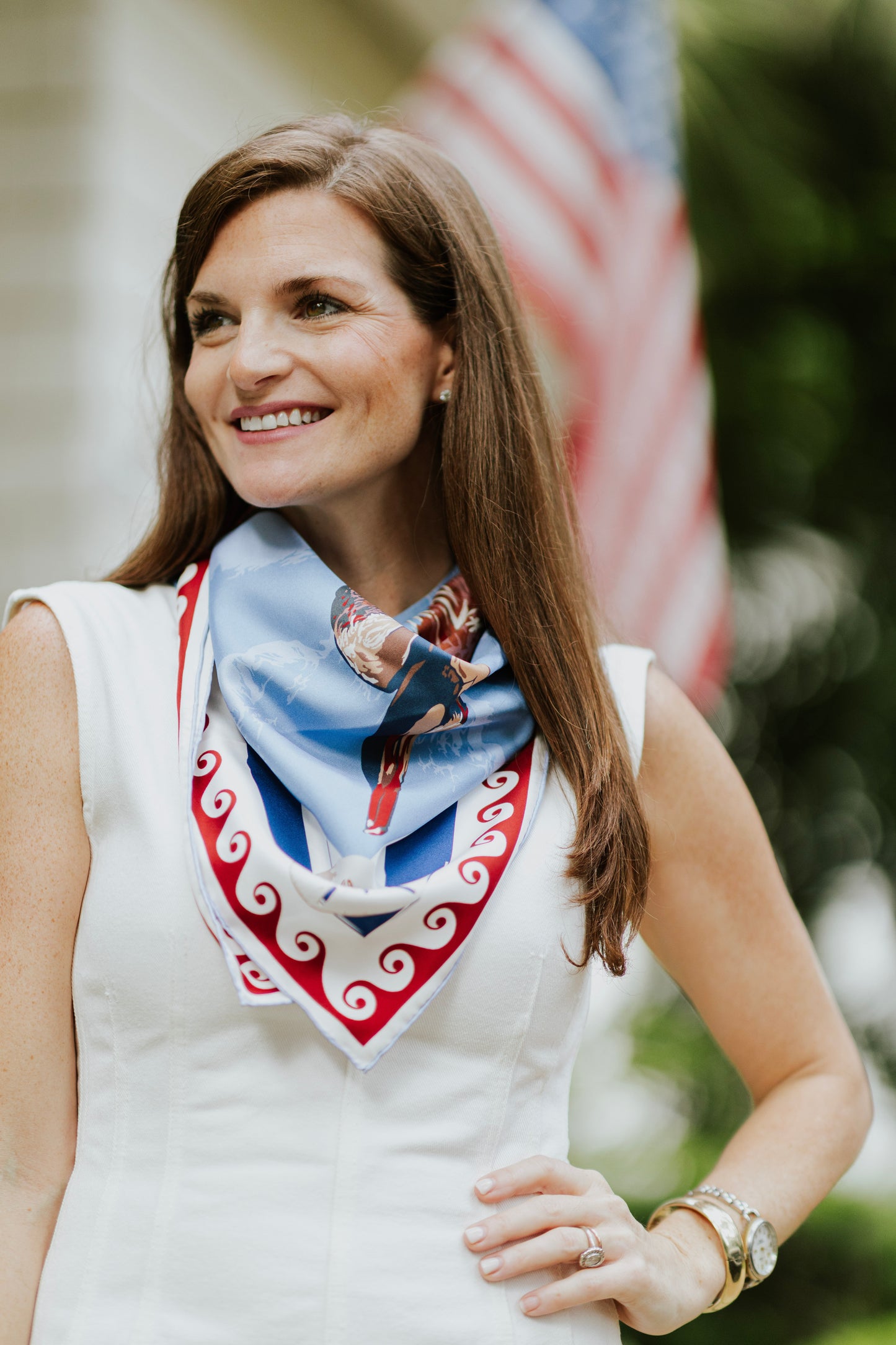 Americana Tide Diver - Double-Sided Silk Scarf