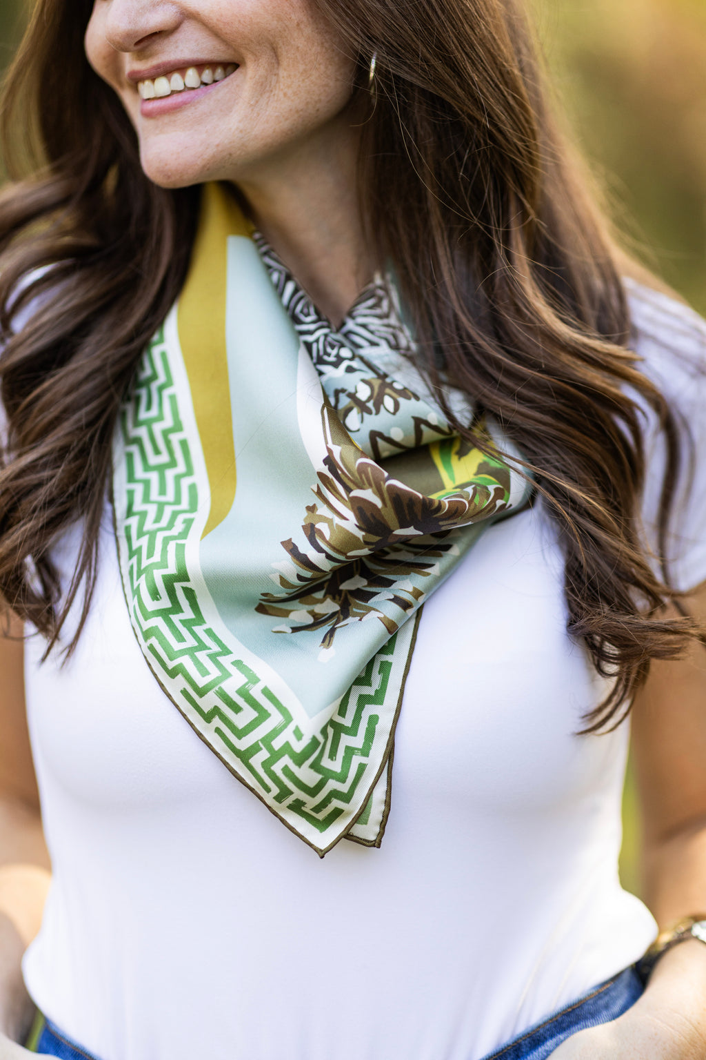 Gold Quail Pair Silk Scarf