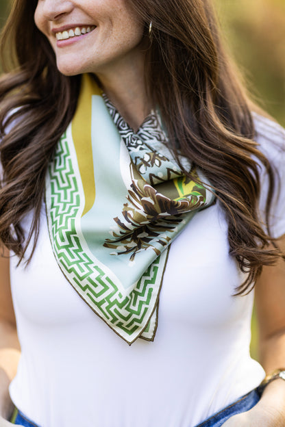 Gold Quail Pair - Double-Sided Silk Scarf