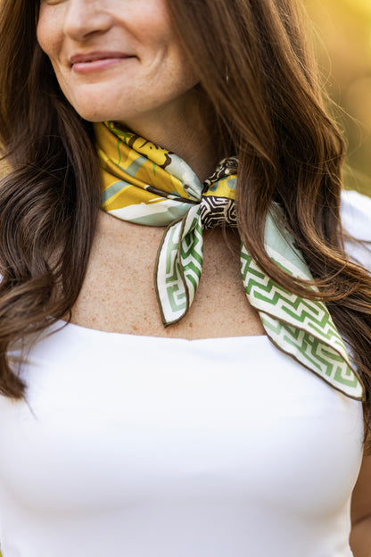 Brown Lily Pad Doe - Double-Sided Silk Scarf