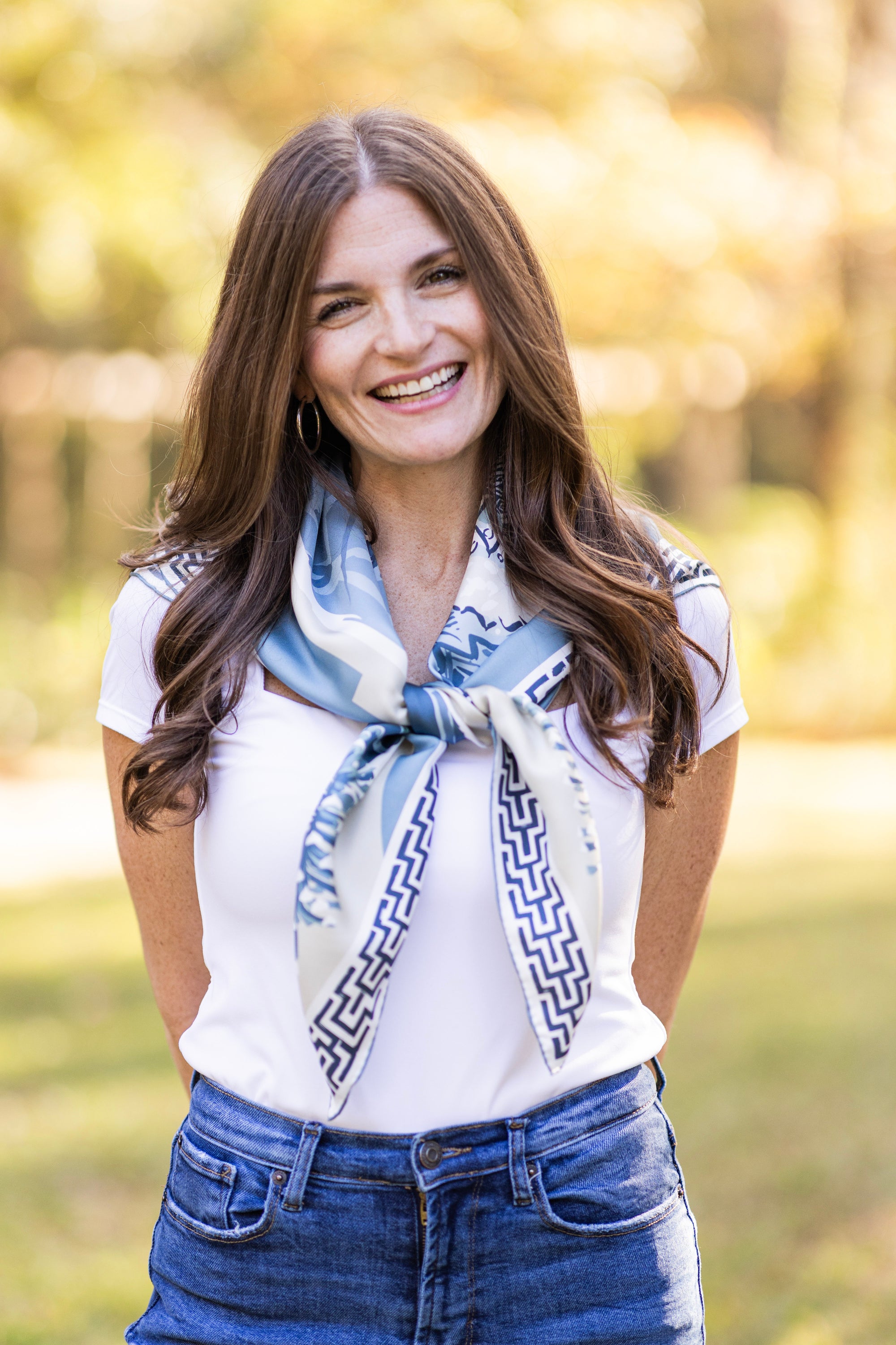 Blue Lily Pad Doe - Double-Sided Silk Scarf