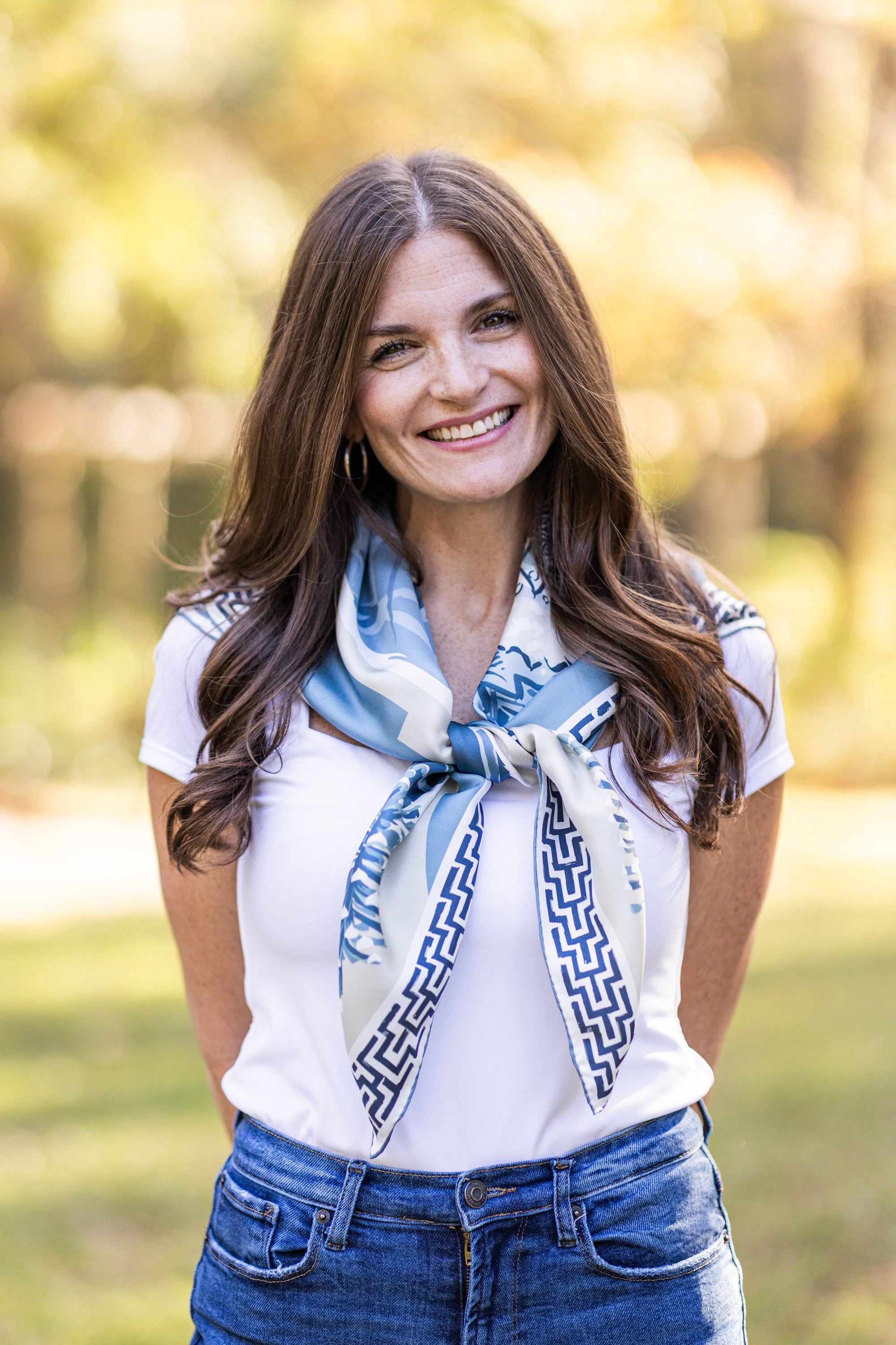 Blue Ocmulgee Alligator Silk Scarf