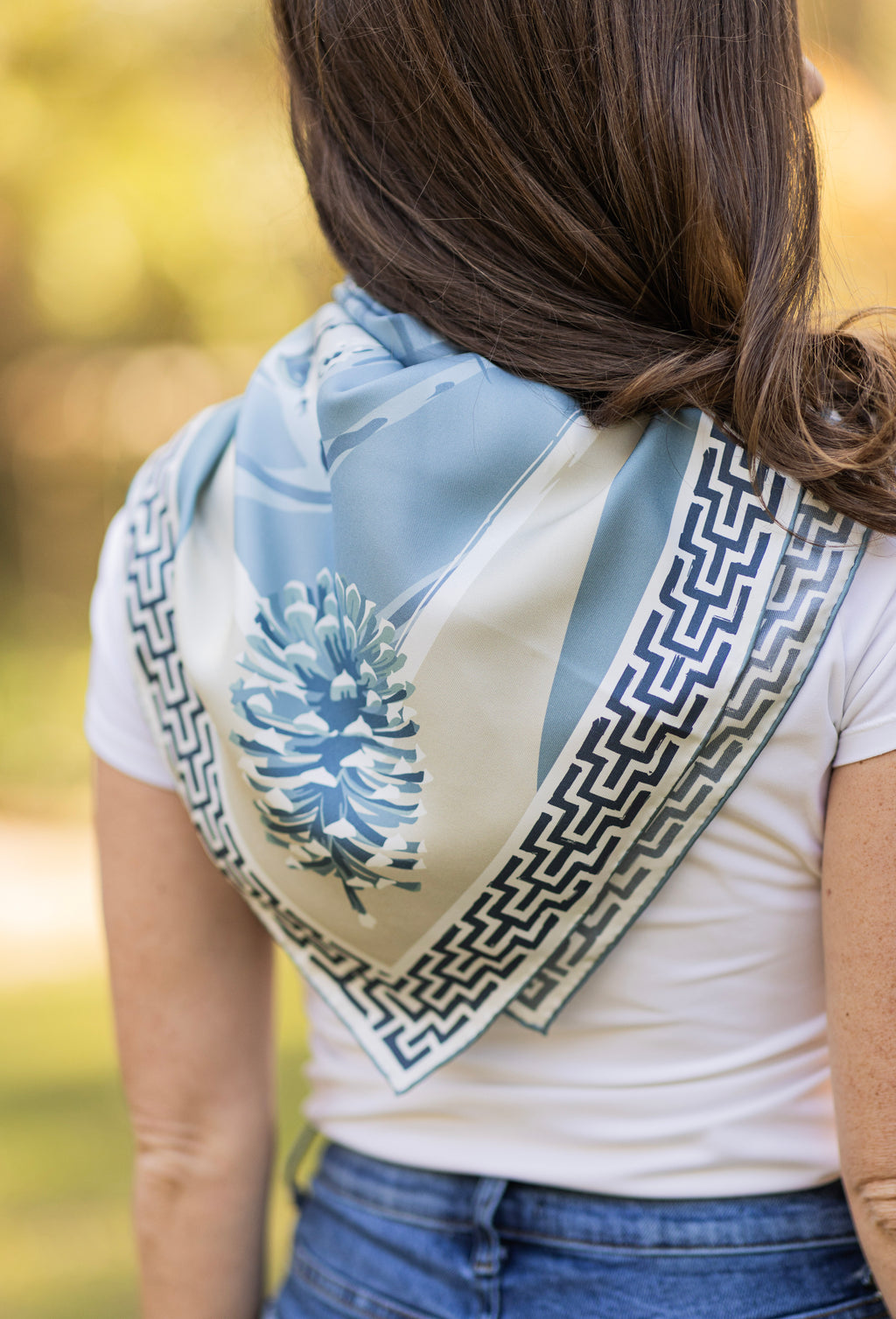 Blue Ocmulgee Alligator Silk Scarf