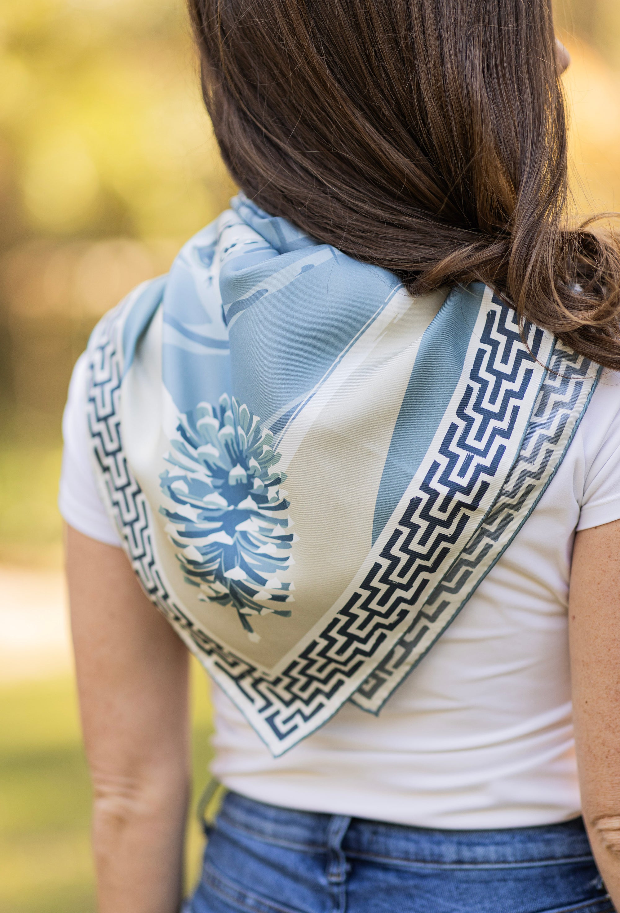 Blue Ocmulgee Alligator Silk Scarf