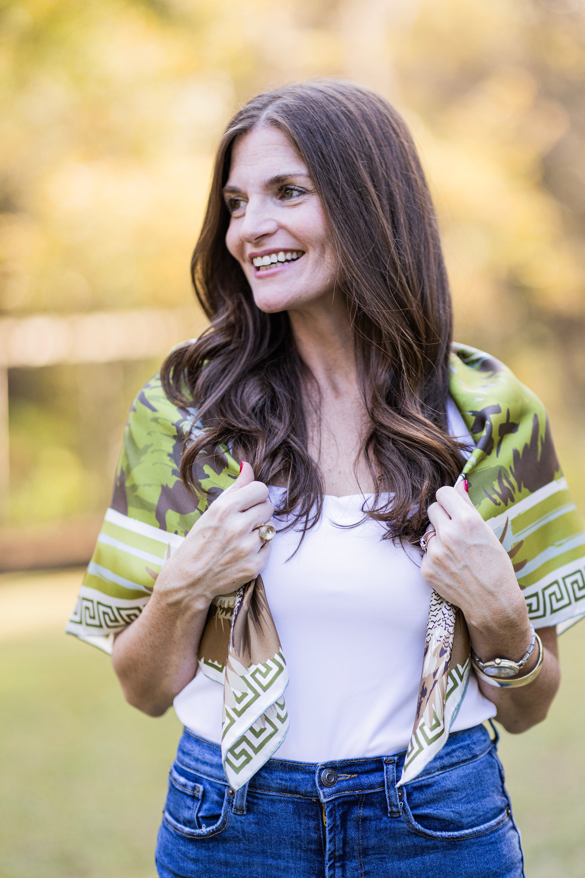 Blue Ocmulgee Alligator Silk Scarf