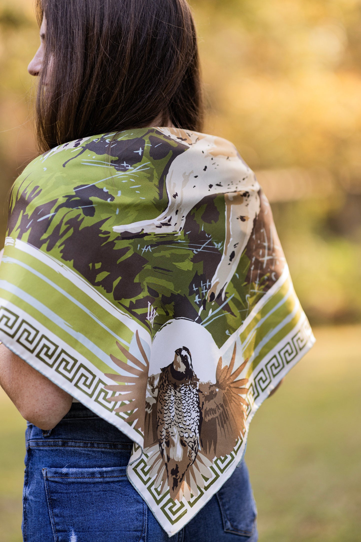 Brown Lily Pad Doe - Double-Sided Silk Scarf