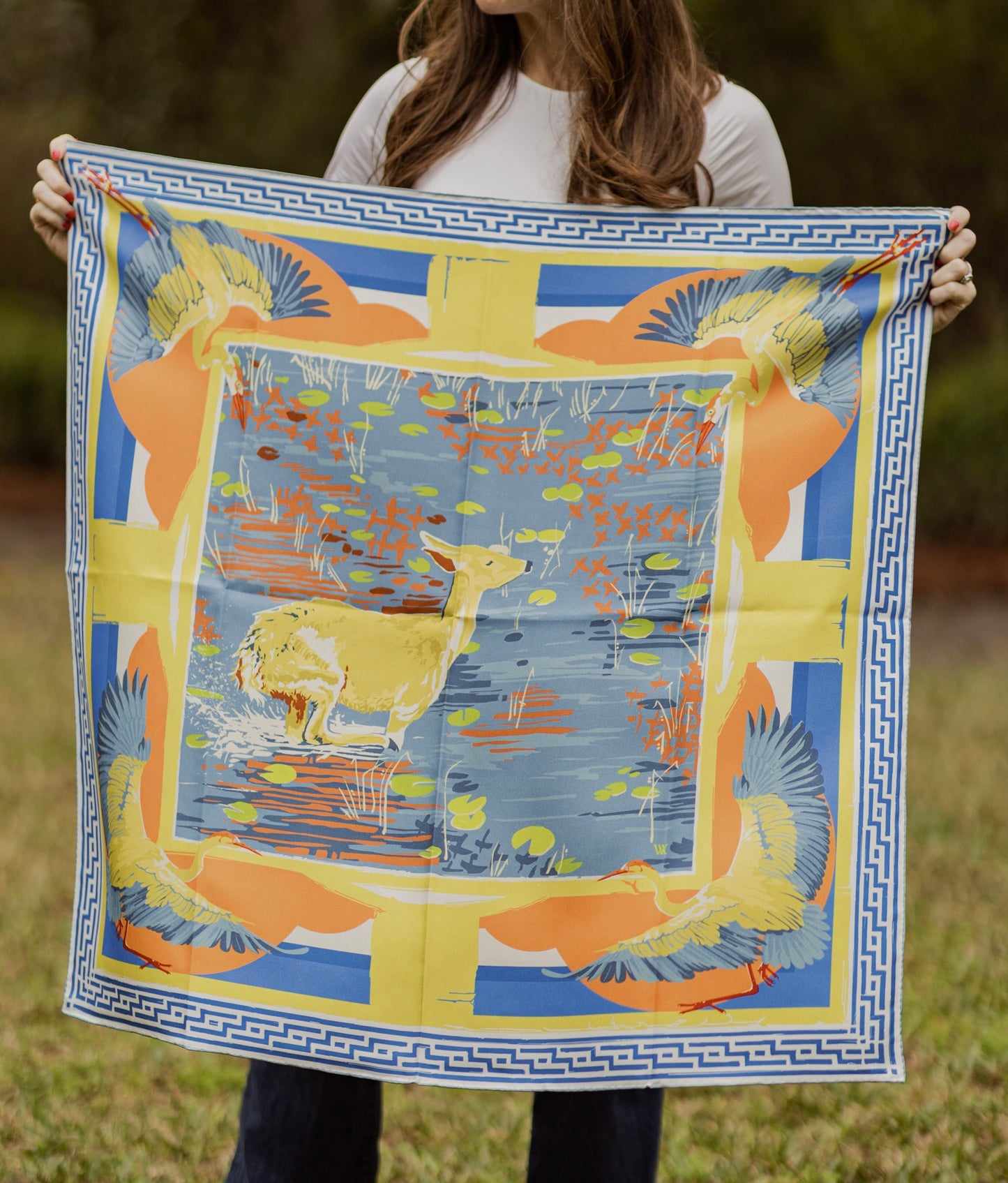 Melon Lily Pad Doe - Double-Sided Silk Scarf