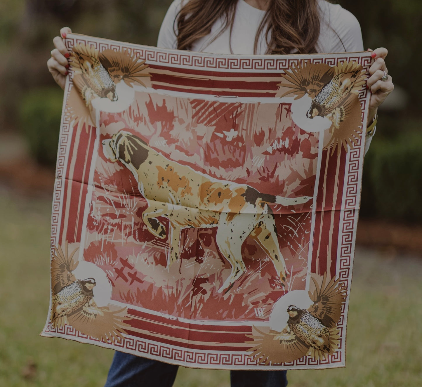 Wine Pointing Strong - Double-Sided Silk Scarf