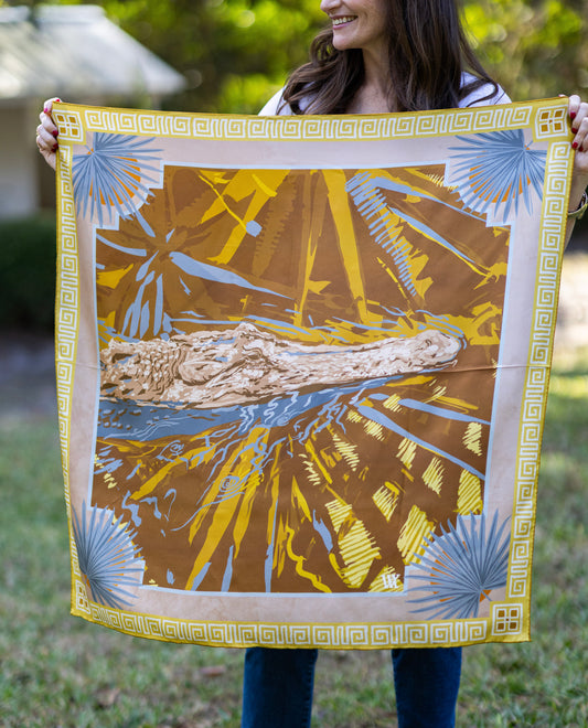 Rose Gold Ocmulgee Alligator - Double-Sided Silk Scarf