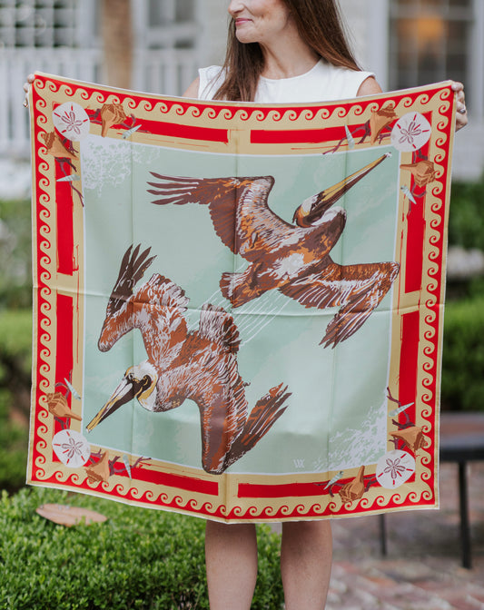 Tomato Tide Diver - Double-Sided Silk Scarf