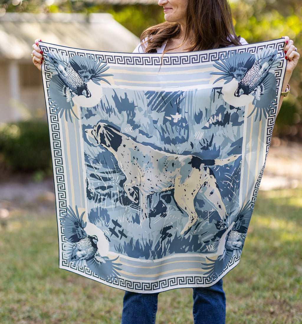 Light Blue Pointing Strong Silk Scarf