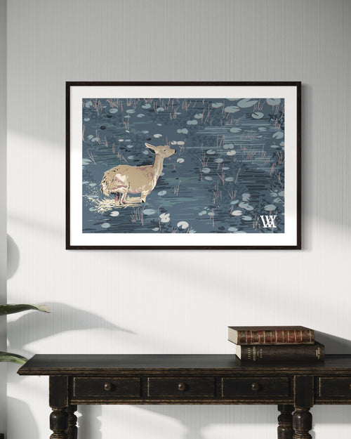 Blue Lilypad Doe | Austin Williams Art | austinwilliamsart.com