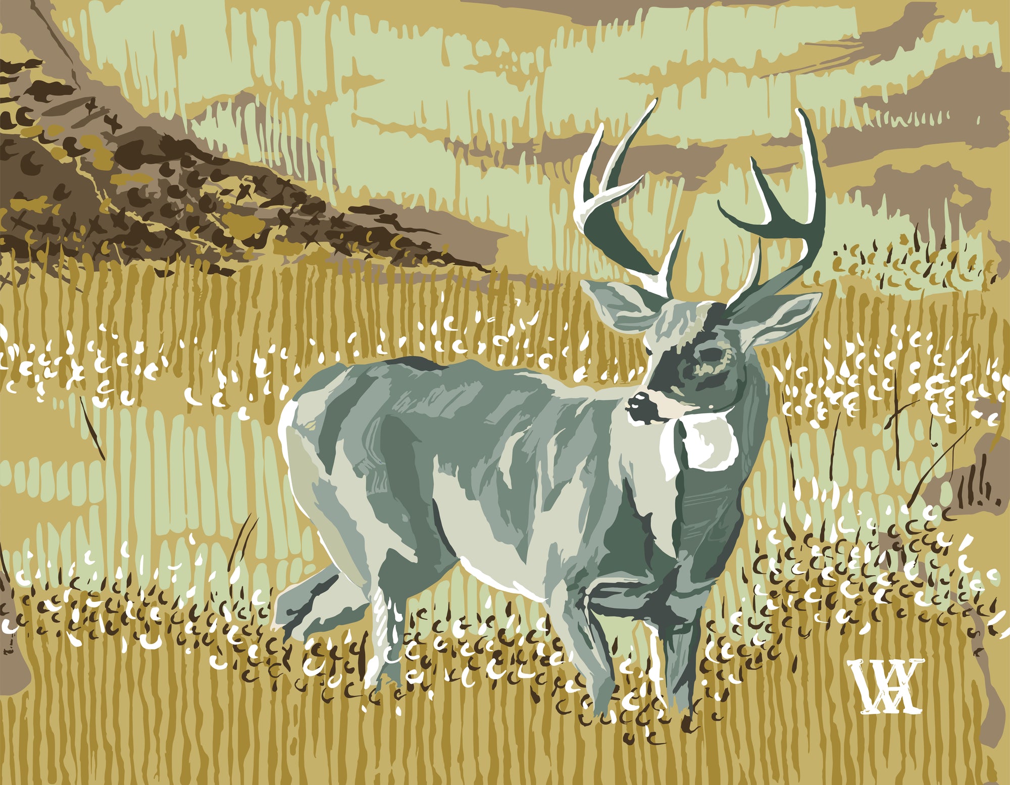 Golden Still Buck | Austin Williams Art | austinwilliamsart.com