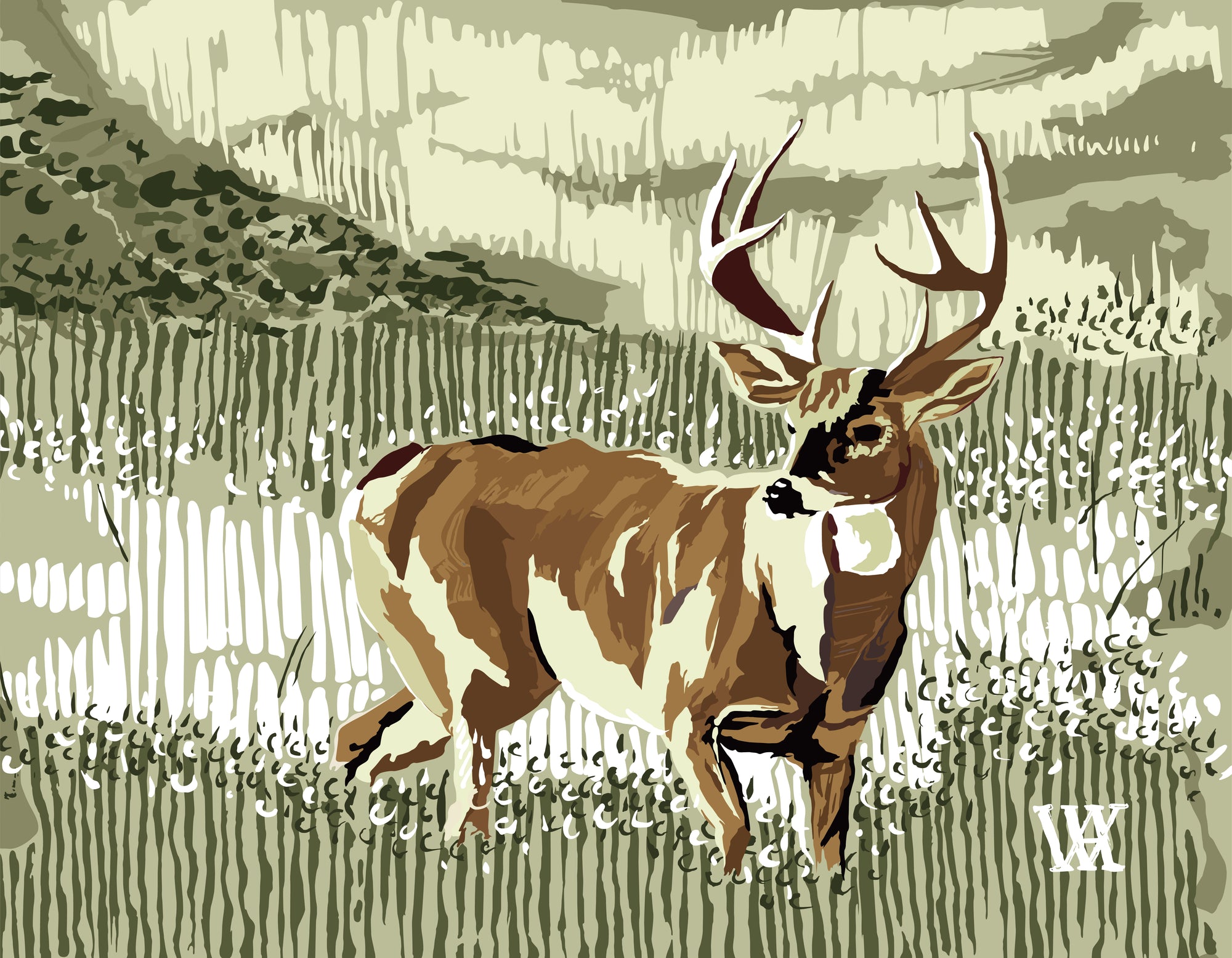 Green Still Buck | Austin Williams Art | austinwilliamsart.com