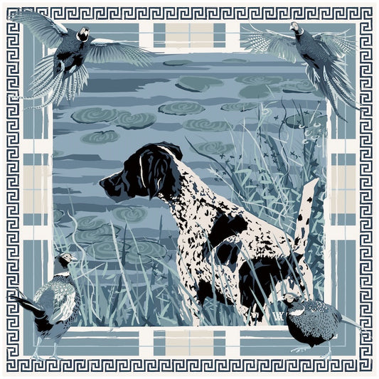 Light Blue Monochromatic Pheasant Watch - Double-Sided Silk Scarf