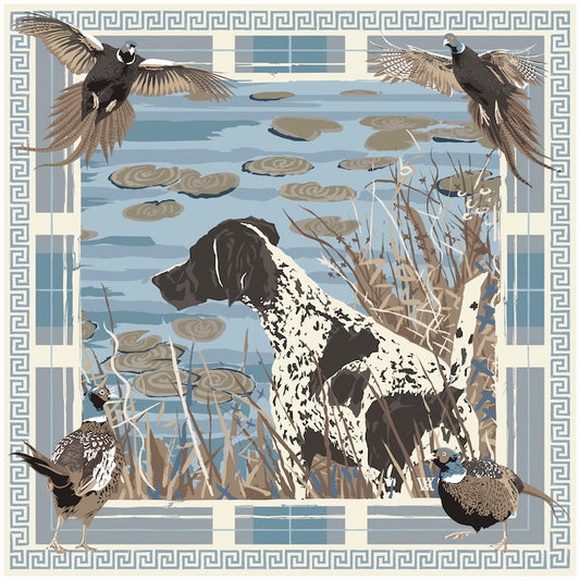Light Blue Pheasant Watch - Double-Sided Silk Scarf