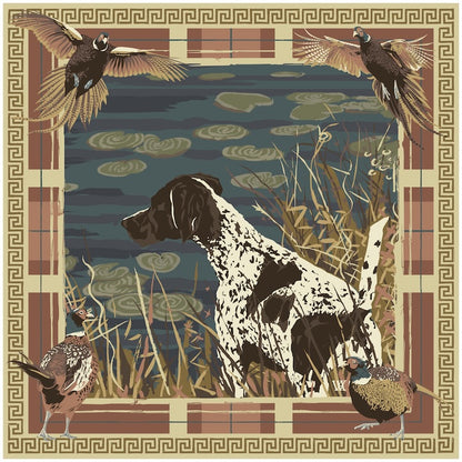 Navy and Wine Pheasant Watch - Double-Sided Silk Scarf