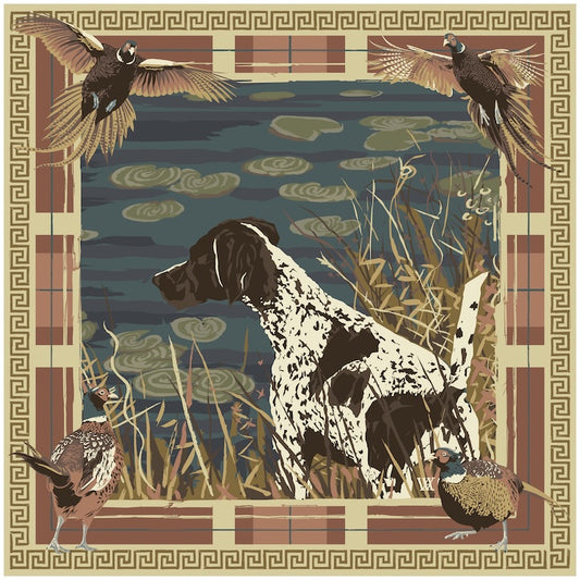 Navy and Wine Pheasant Watch - Double-Sided Silk Scarf