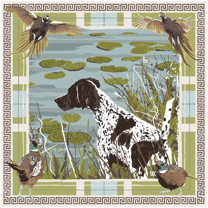 Olive Pheasant Watch - Double-Sided Silk Scarf