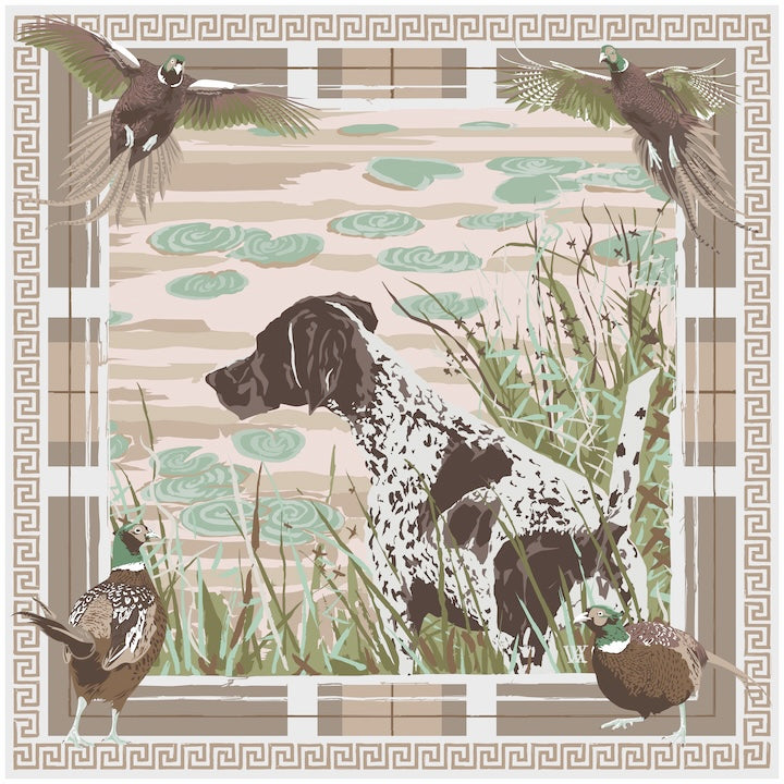 Pink Pheasant Watch - Double-Sided Silk Scarf