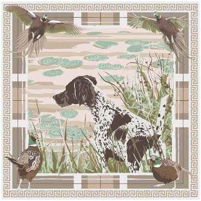 Pink Pheasant Watch - Double-Sided Silk Scarf