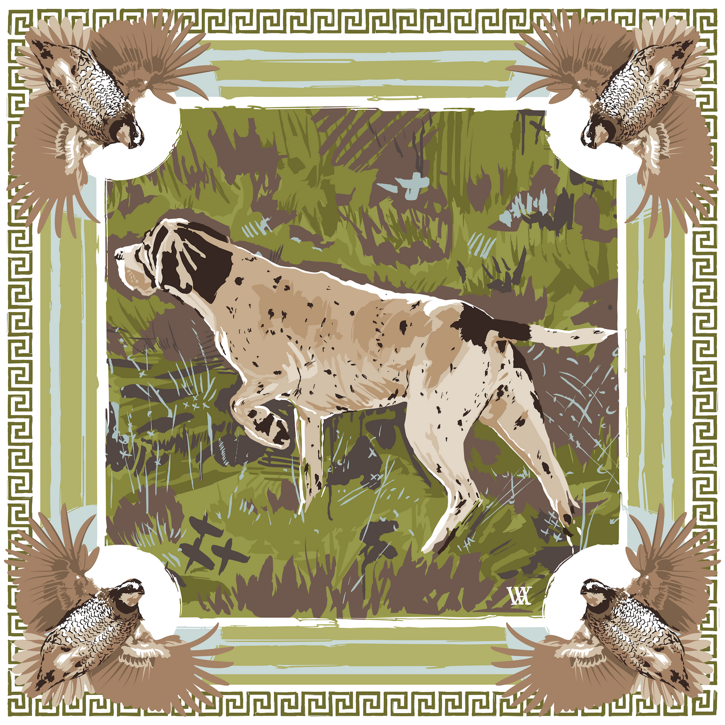 Olive Pointing Strong - Double-Sided Silk Scarf