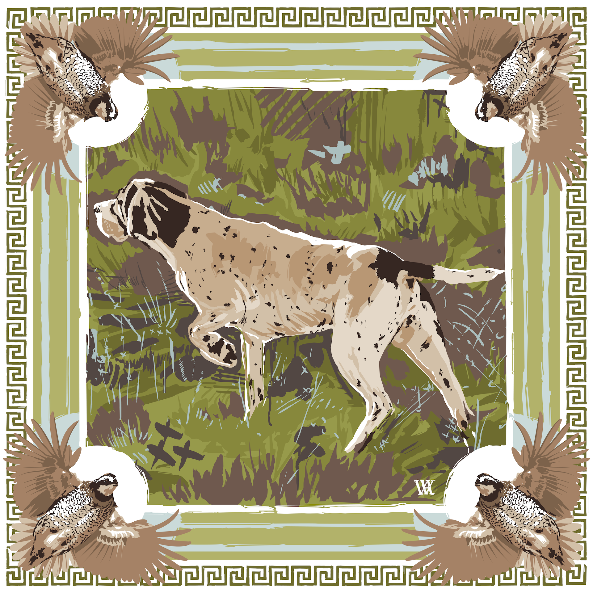 Olive Pointing Strong Silk Scarf