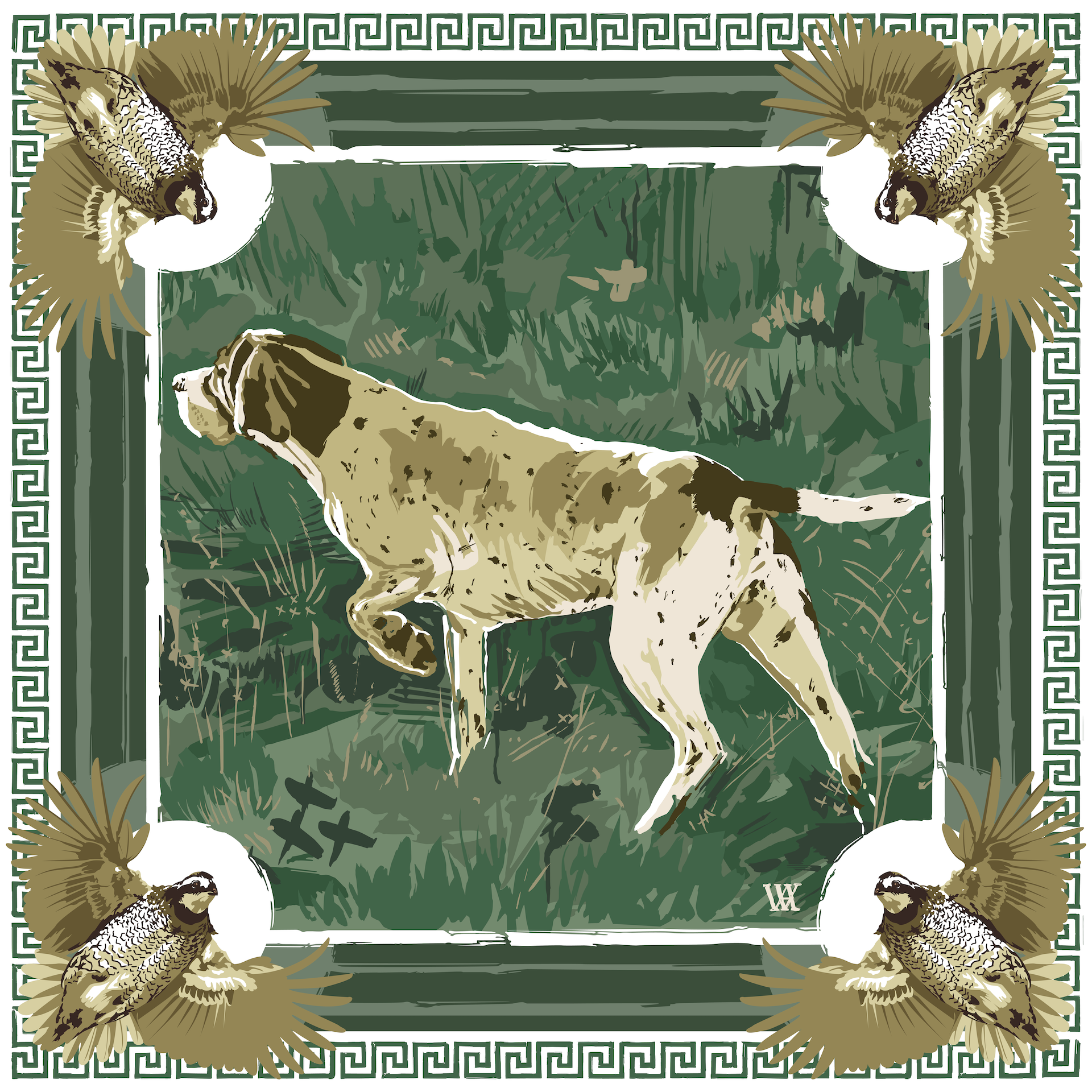 Green Pointing Strong Silk Scarf