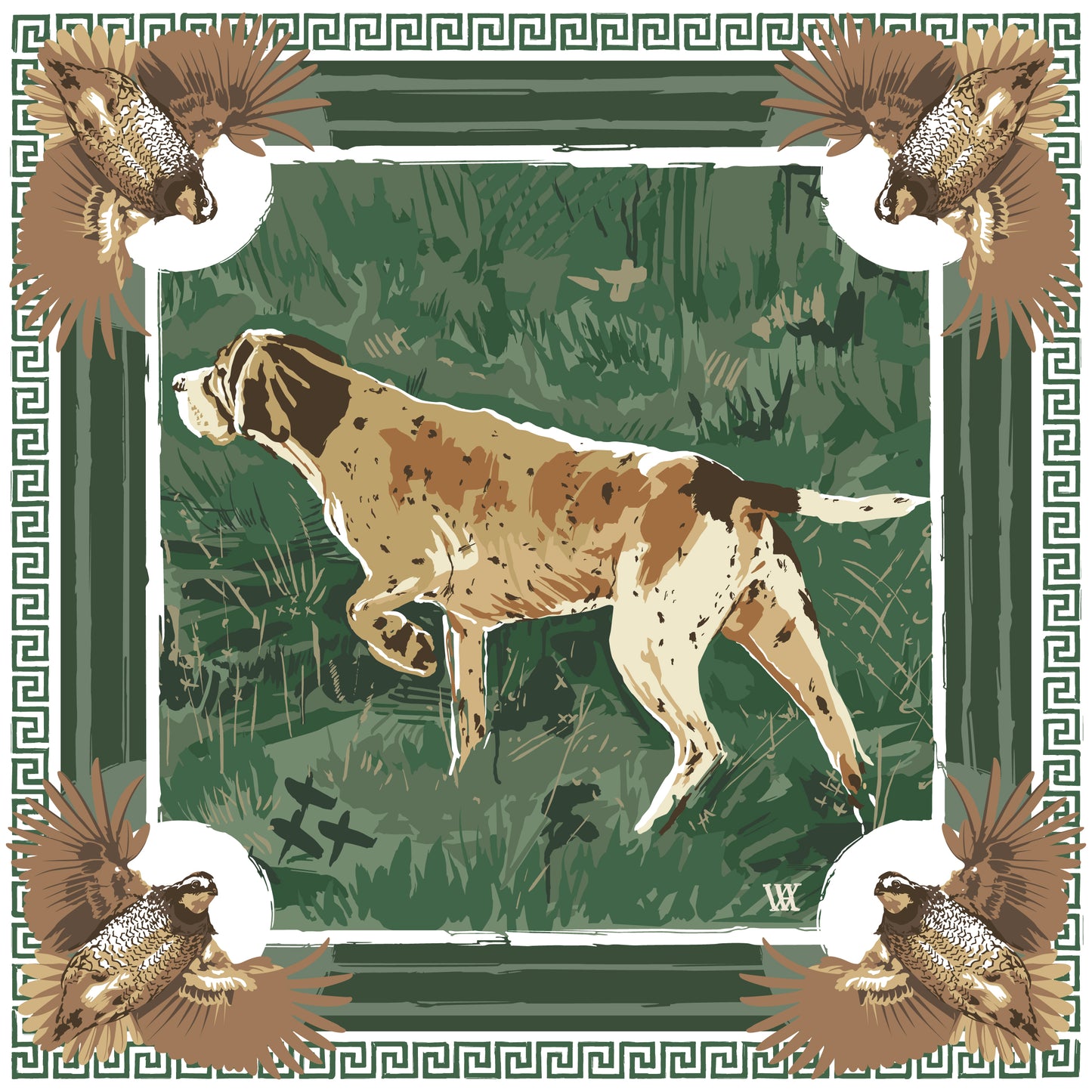 Green Pointing Strong - Double-Sided Silk Scarf
