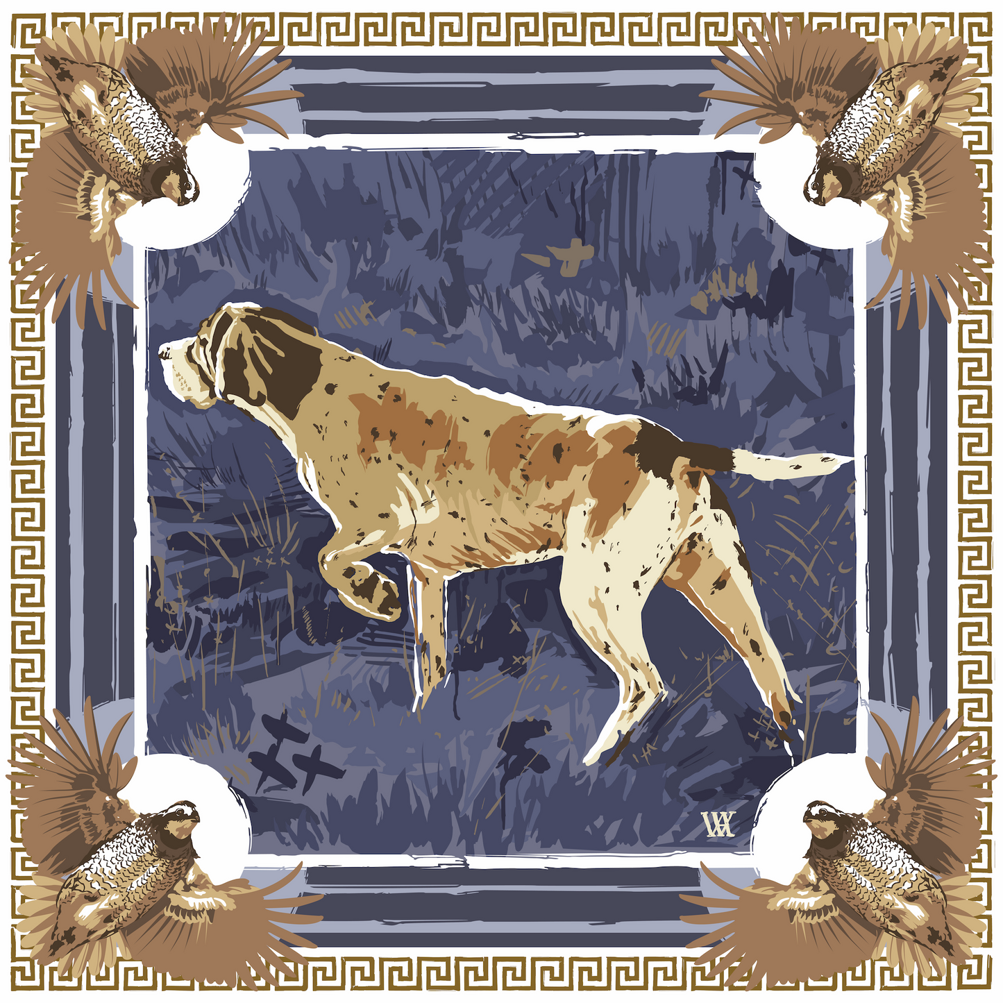 Navy Pointing Strong - Double-Sided Silk Scarf