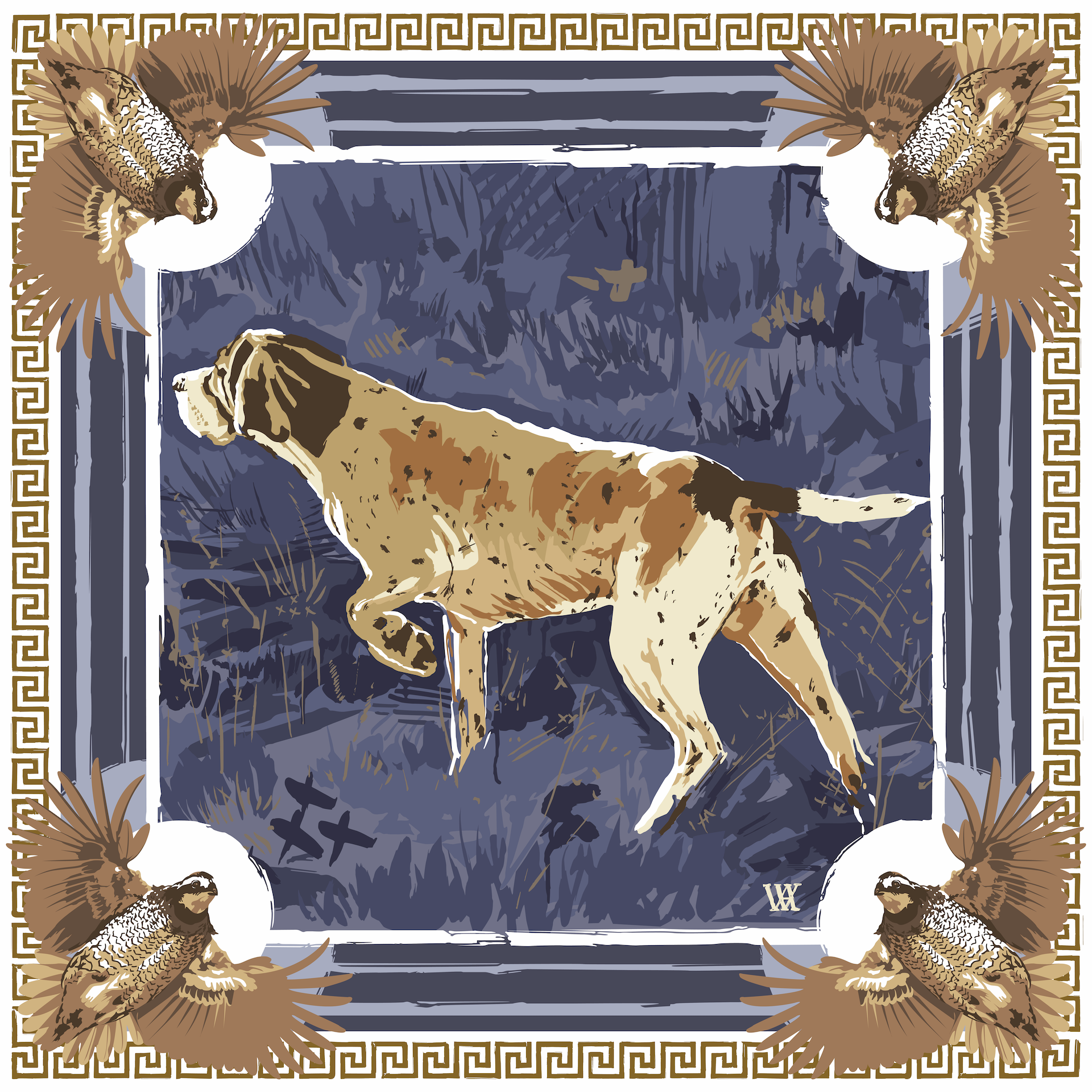 Navy Pointing Strong Silk Scarf