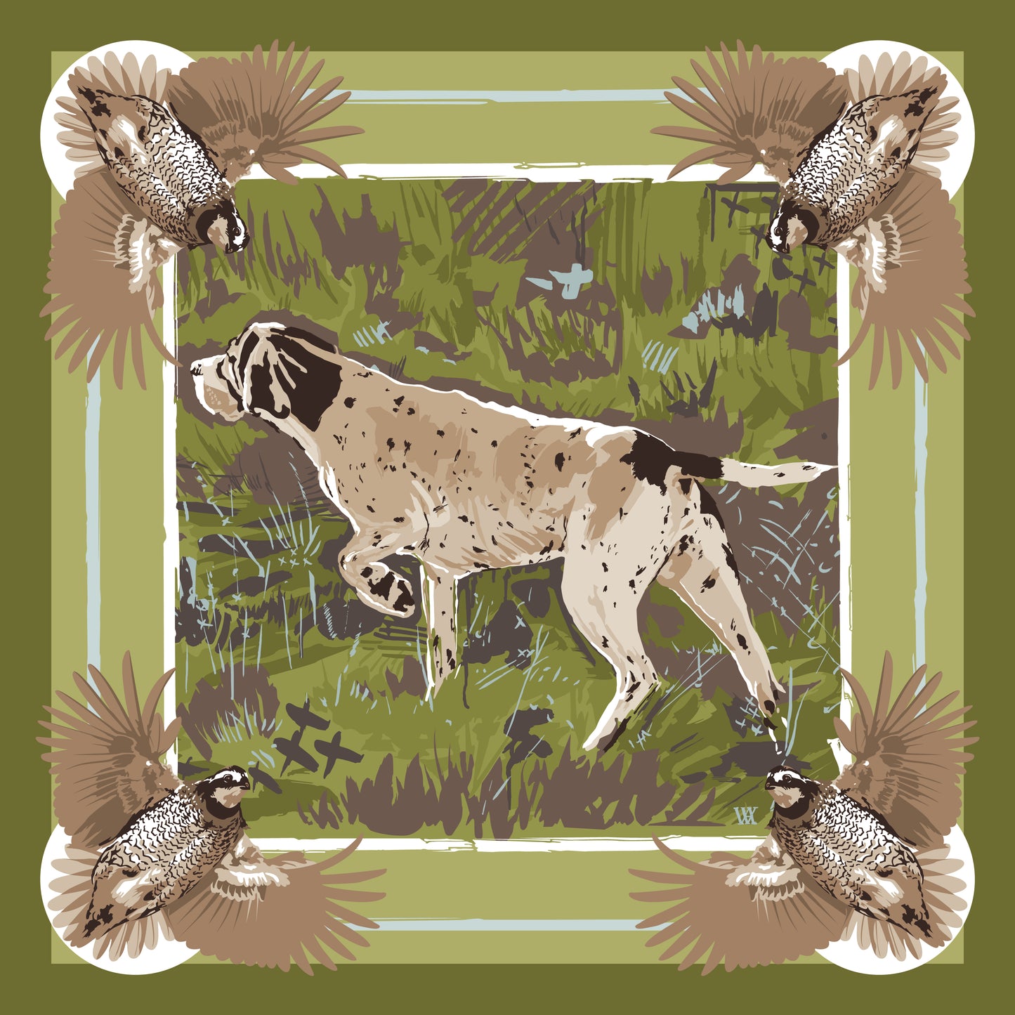 Olive Pointing Strong Pocket Square