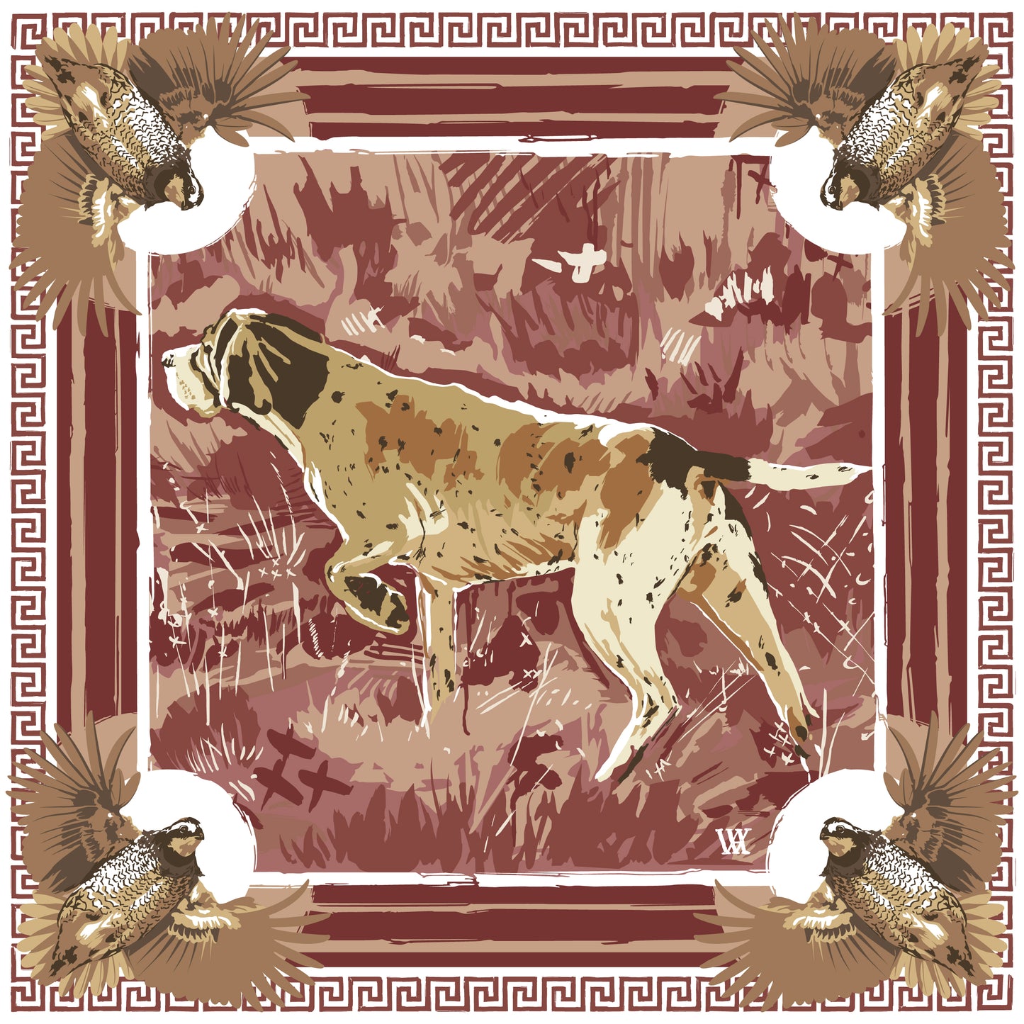 Wine Pointing Strong - Double-Sided Silk Scarf