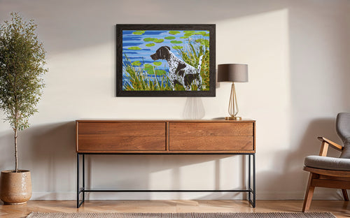 Blue and Green German Shorthair at Pond