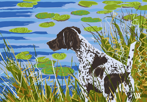 Blue and Green German Shorthair at Pond