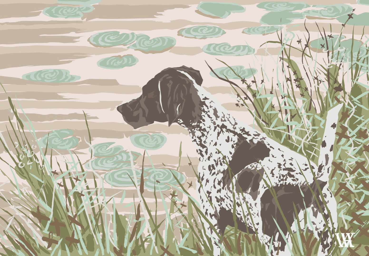 Pink German Shorthair at Pond