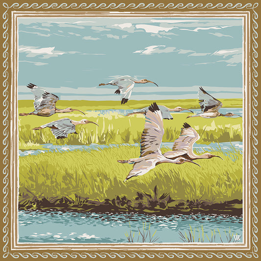 Chartreuse Marsh Flyer - Double-Sided Silk Scarf