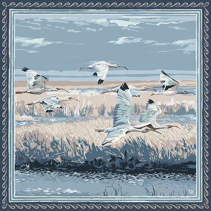 Light Blue Marsh Flyer - Double-Sided Silk Scarf