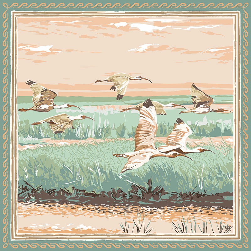 Peach Marsh Flyer - Double-Sided Silk Scarf