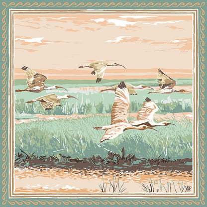 Peach Marsh Flyer - Double-Sided Silk Scarf