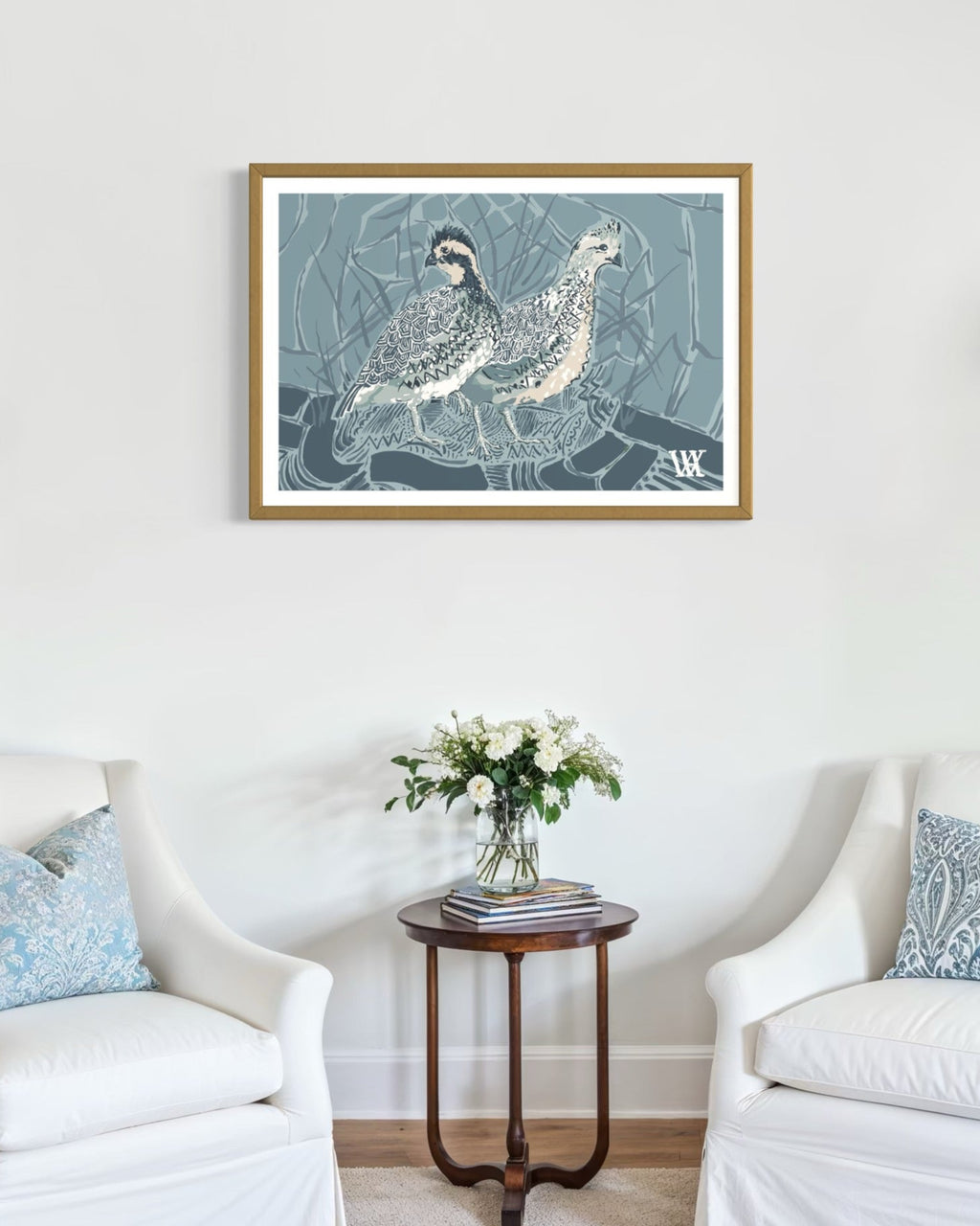 Light Blue Bobwhite Pair | Austin Williams Art | austinwilliamsart.com