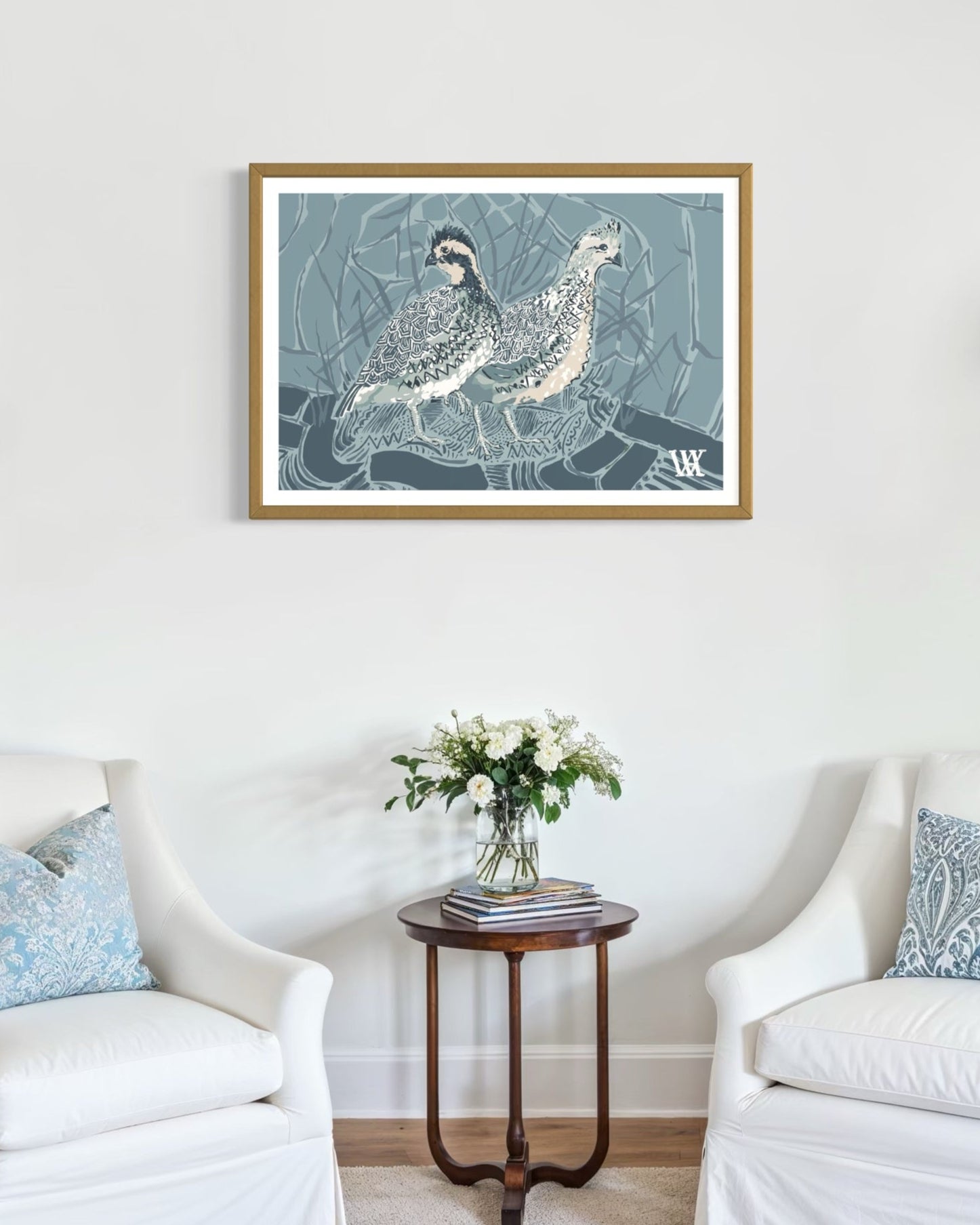 Light Blue Bobwhite Pair | Austin Williams Art | austinwilliamsart.com